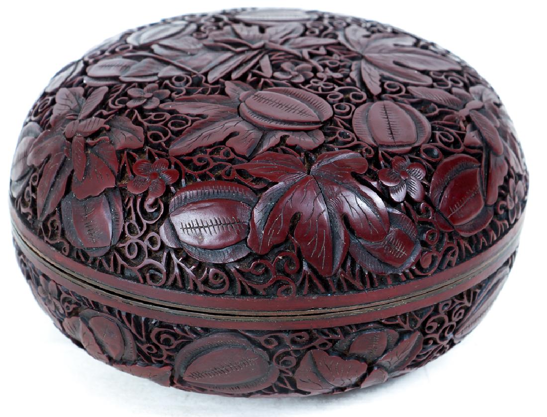Antique Chinese Cinnabar Round Lidded Box (1 of 5)