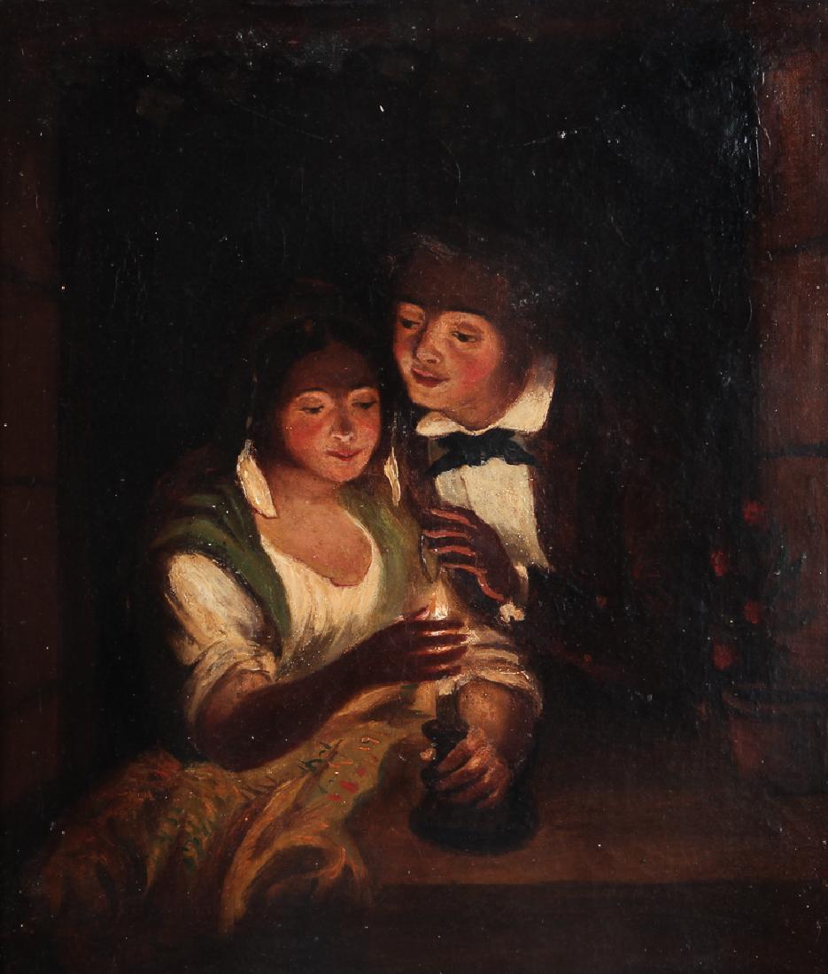19th Century chiaroscuro painting The Candlelight (1 of 8)