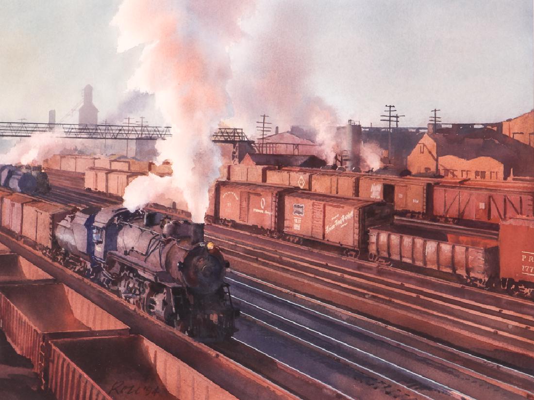 Ted Rose 1994 watercolor Railroad Yard (1 of 6)