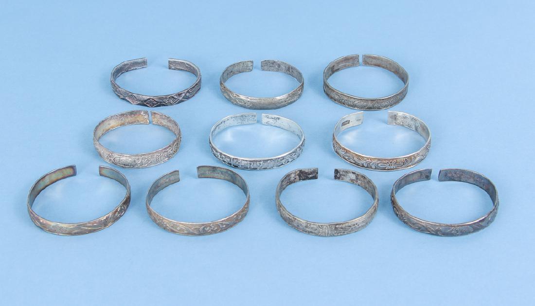 Group of Antique Chinese Silver  Bracelets (1 of 6)