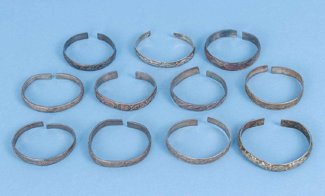 Group of Antique Chinese Silver  Bracelets (1 of 8)