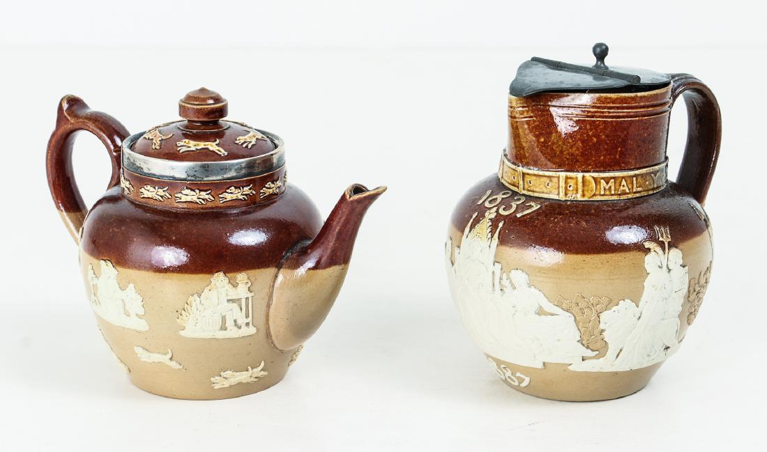 2 Doulton Lambeth lidded pieces, Teapot and Jug (1 of 8)