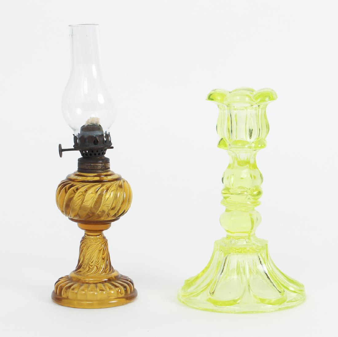 Sandwich Glass Lantern and Candlestick (1 of 7)