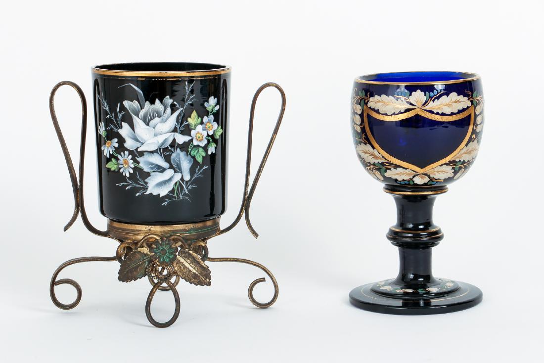 Two Pieces Victorian Enamel Glass (1 of 9)