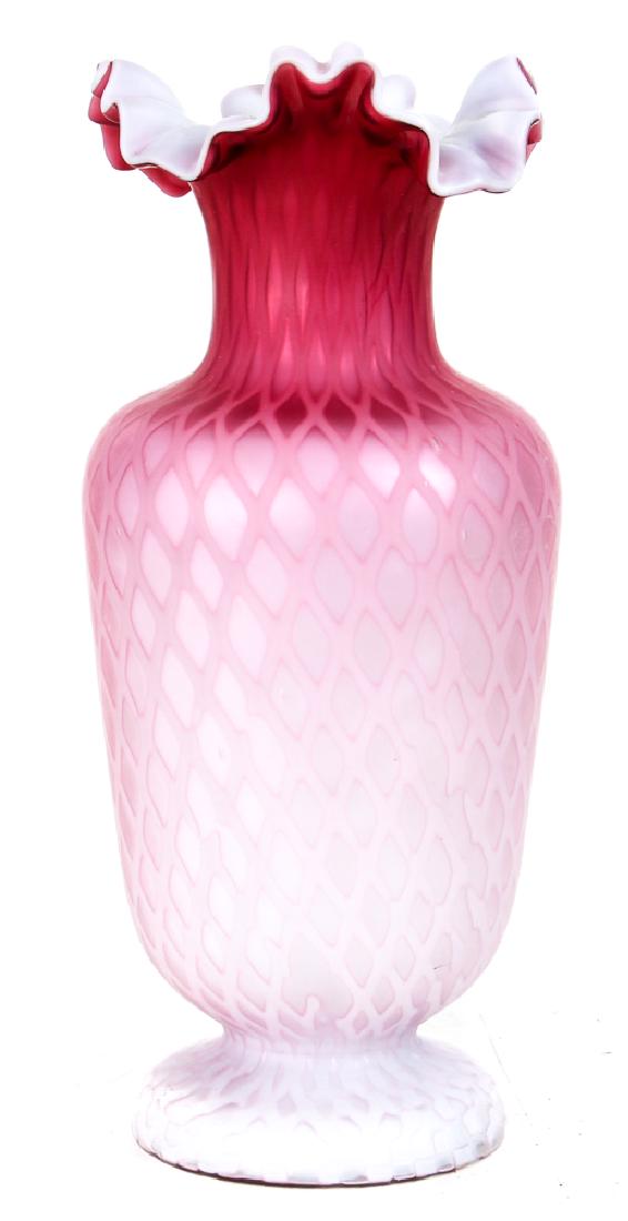 Pink Satin Glass Ruffled Edge Vase (1 of 4)