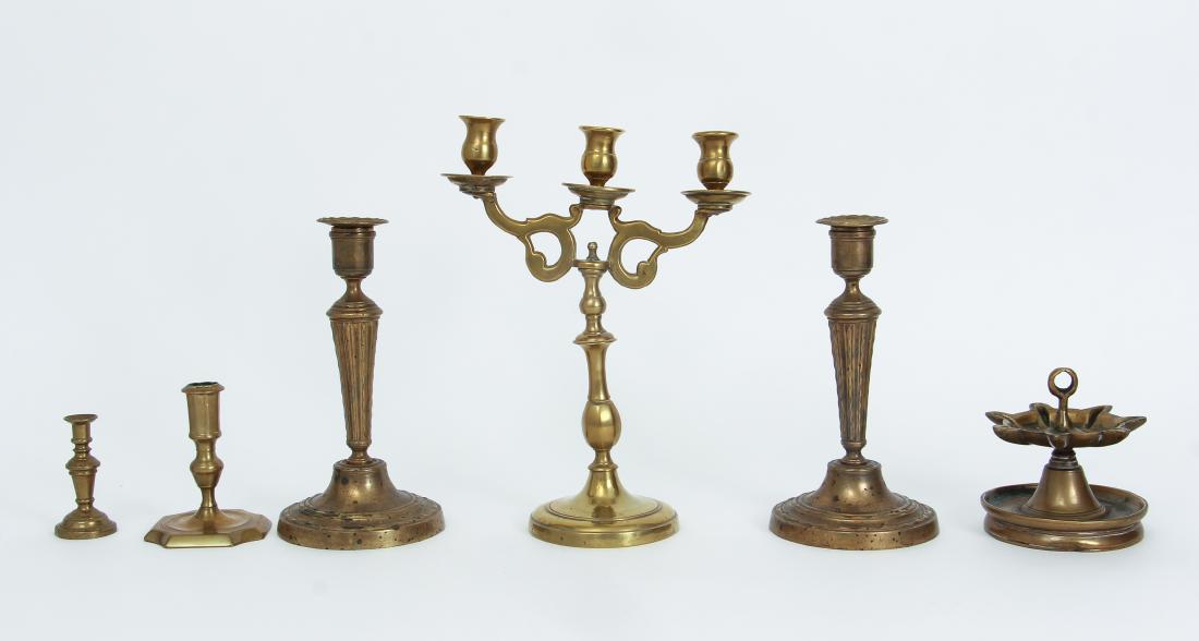 Six Antique Brass Lighting Items (1 of 6)