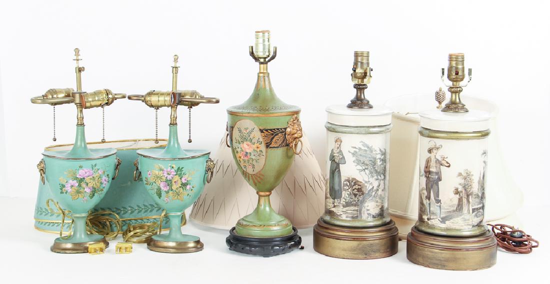 Five Lamps Including Tole Painted (1 of 10)