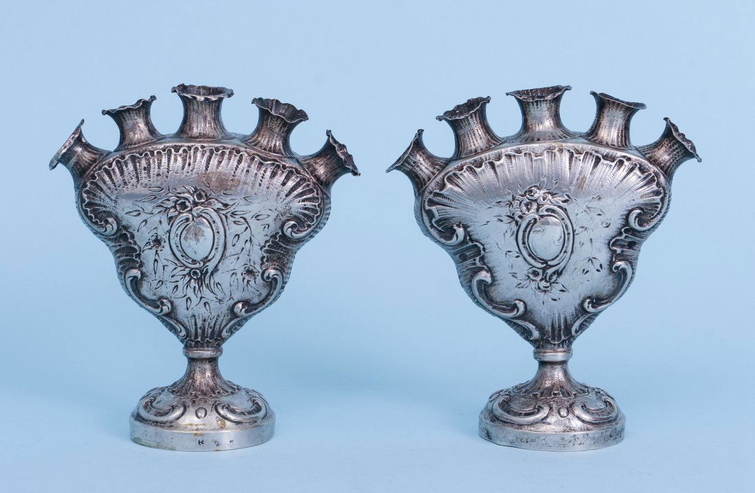 Two Unusual 800 Grade Silver Vases (1 of 5)