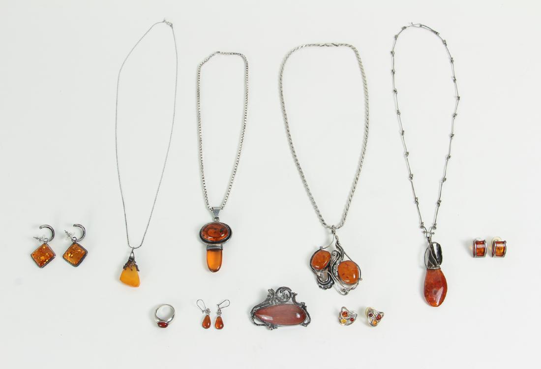 Large Group of Amber and Sterling Jewelry (1 of 11)