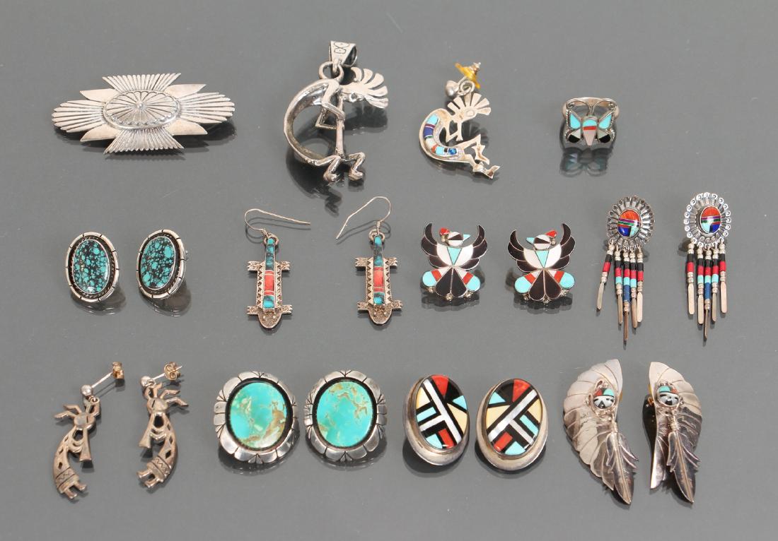 Large Group of Sterling and Stone Indian Jewelry (1 of 12)