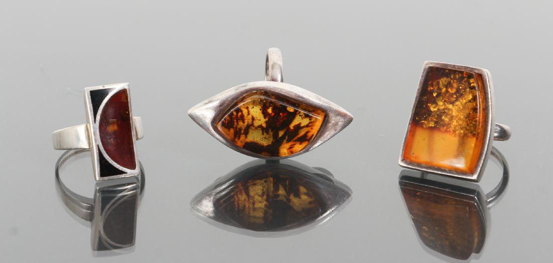 Three Sterling and Amber Rings (1 of 7)