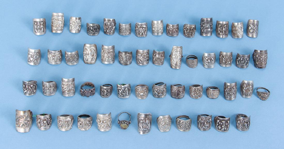 Large Group Antique Chinese Silver Rings (1 of 19)