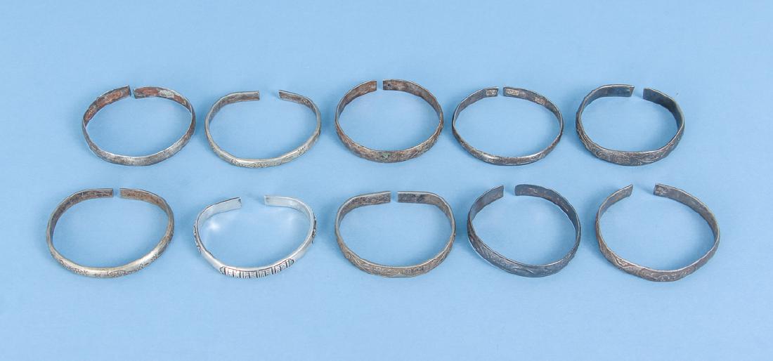 Group  of Antique Chinese Silver Bracelets (1 of 11)