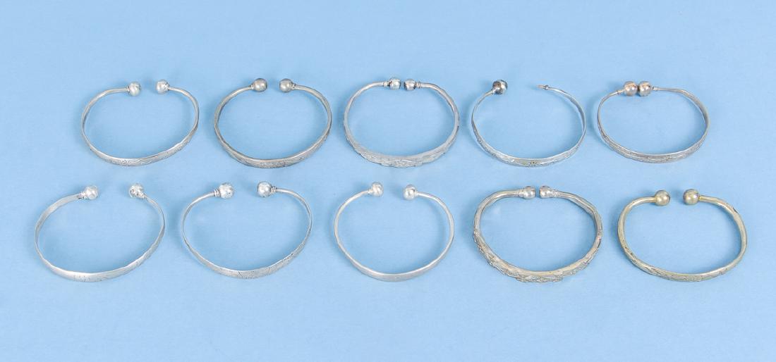 Group  of Antique Chinese Silver Bracelets (1 of 11)