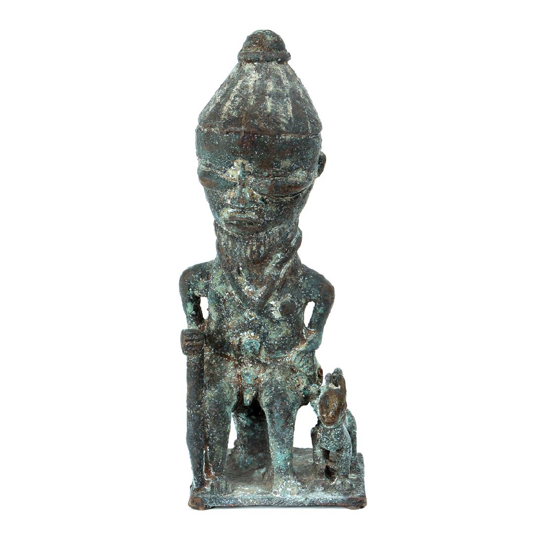 20th Century African Seated Male Figure Cast Bronze (1 of 7)