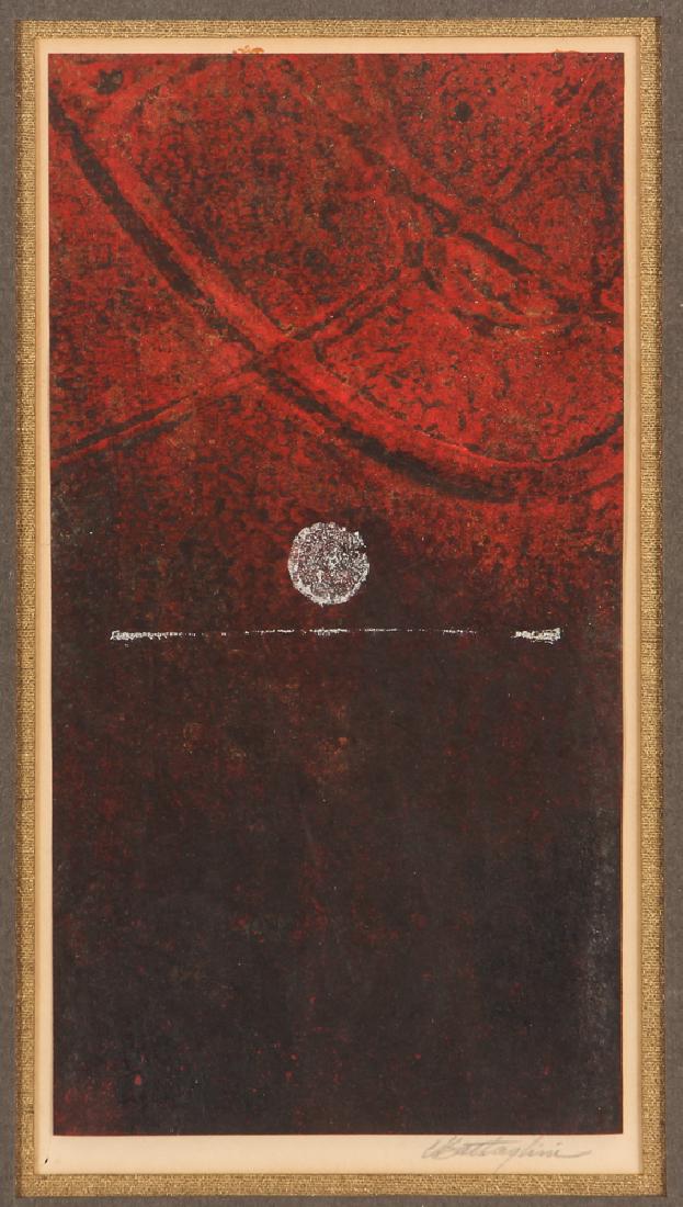 4 Framed Abstractions including a Battaglini woodcut (1 of 9)