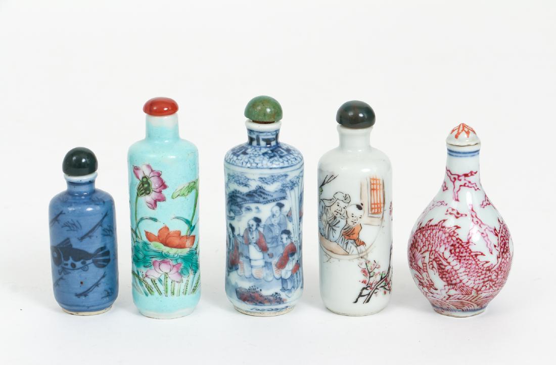Five Porcelain Chinese Snuff Bottles (1 of 11)