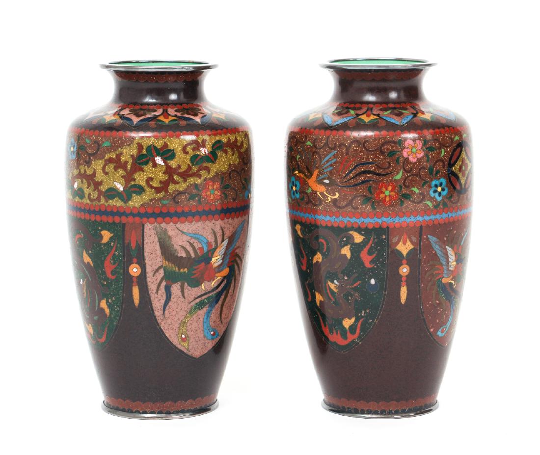 Pair of Antique Japanese Cloisonne Vases (1 of 9)
