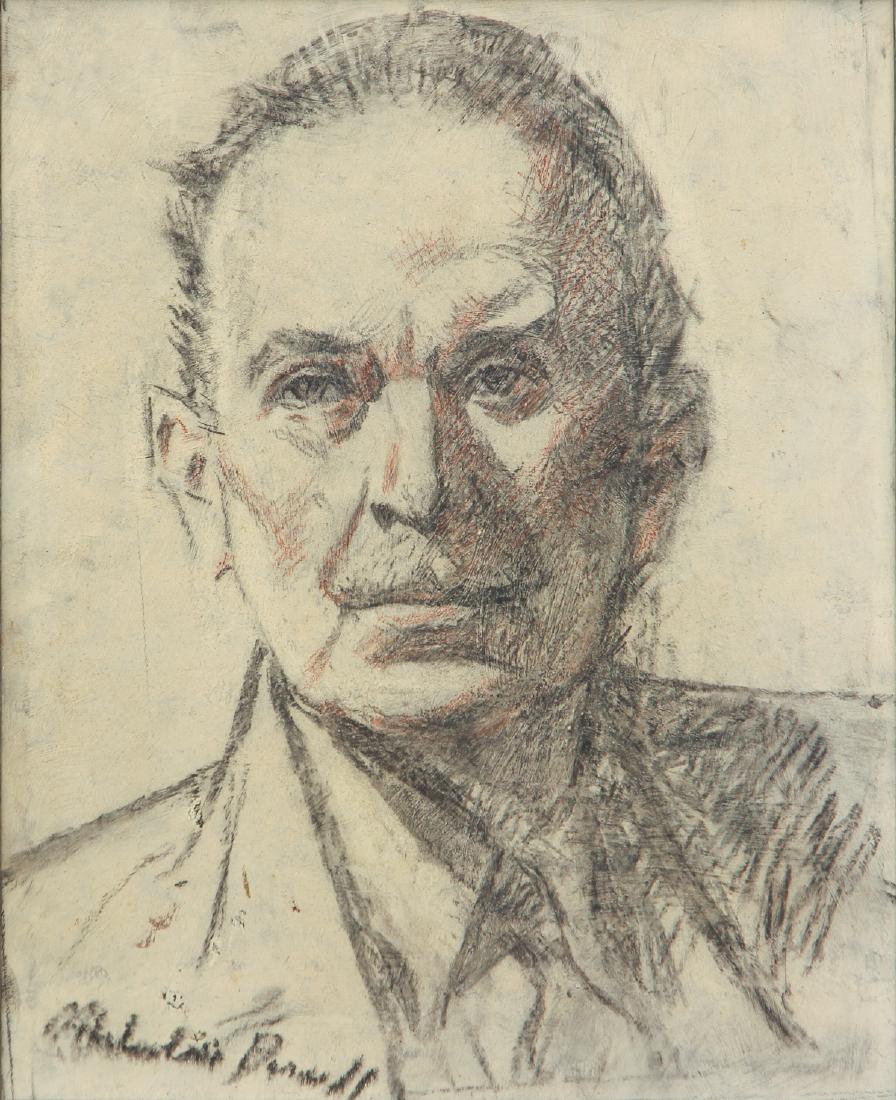 Malcolm Stephens Parcell Portrait of a Man: Parcell, Malcolm Stephens (American/Western Pa. 1896 - 1987), Portrait of a Man, oil, charcoal and mixed media on board, 14.5 x 12 inches, signed Malcolm Parcell lower left, framed in a wood frame and