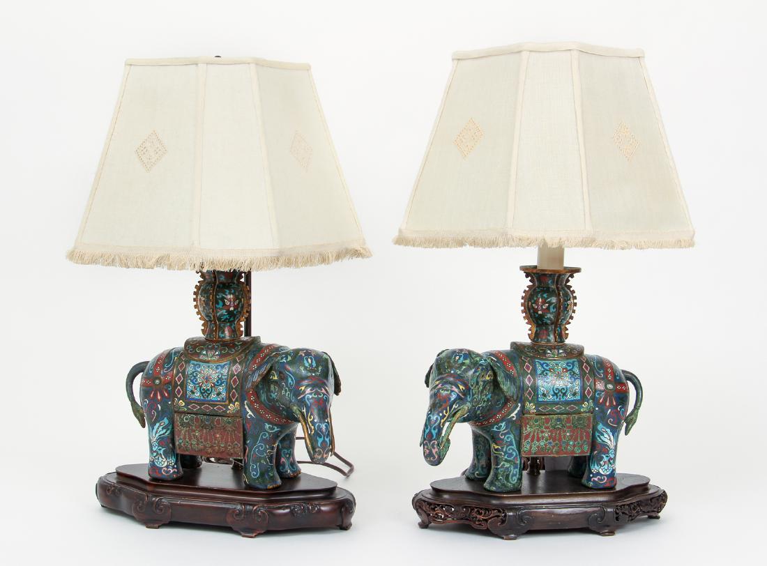 Pair of  Chinese Cloissone Caparisoned Elephants (1 of 7)