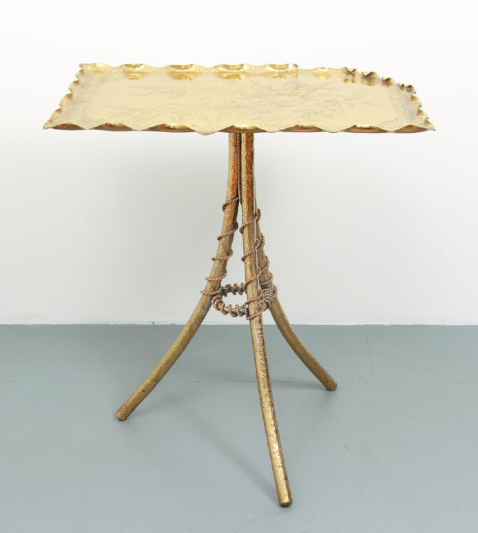 American Aesthetic Movement Hammered Brass Tea Table (1 of 6)