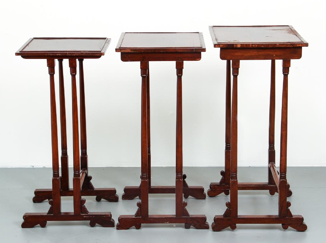 Nesting Table with three tables: 3 table nesting set, tallest table is 27 x 16.5 x 12.75 inches, Provenance: The Estate of Hannah Kamin, Pittsburgh, Pa.