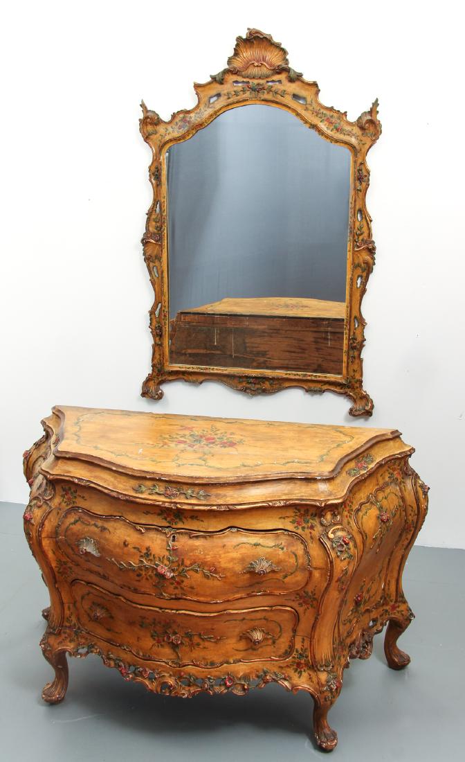 Country French style painted Bombay Chest and Mirror (1 of 10)