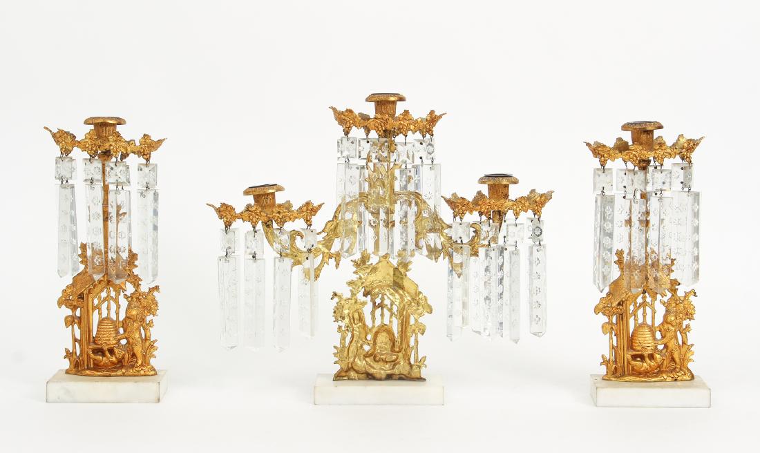 Three Piece Garniture with Bear and Beehive (1 of 9)