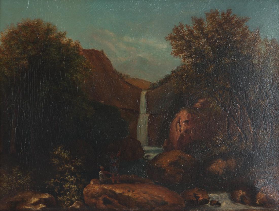 American Folk Ptg. Indians in Landscape with Waterfall (1 of 8)