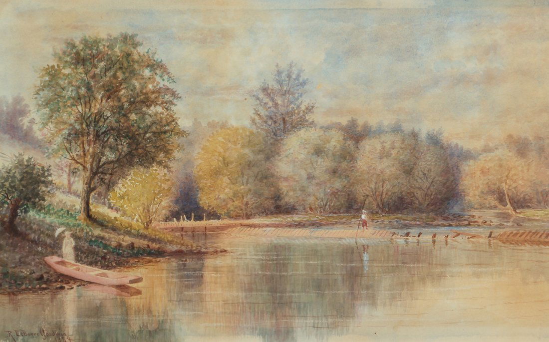 Richard Goodwin 1884 watercolor The Idyllic Lake (1 of 8)