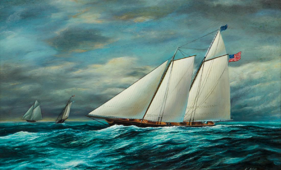 Keith Miller Yacht Race Oil on Board (1 of 6)