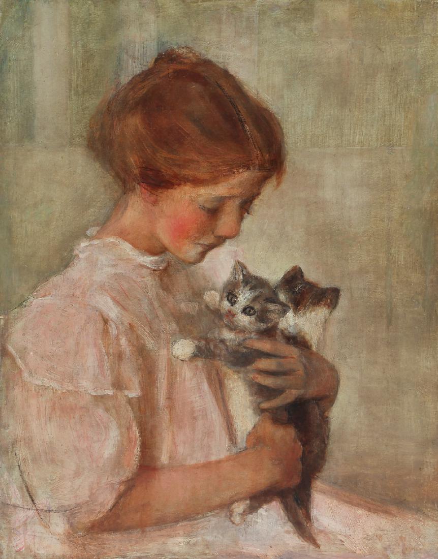 Edith Prellwitz ptg. Girl with Kittens (1 of 6)