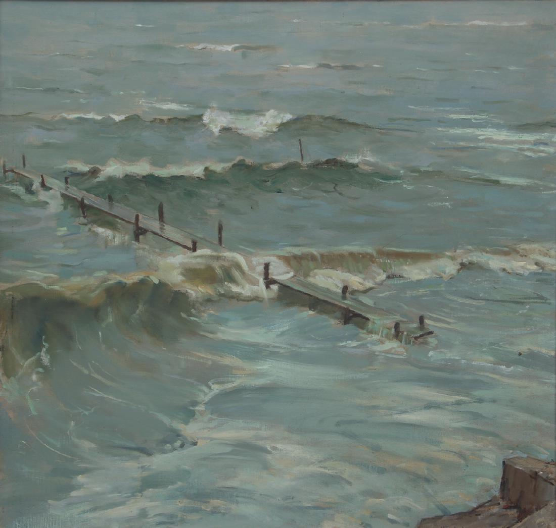 Henry Prellwitz oil Stormy Coastal Seascape, N.Y. (1 of 8)