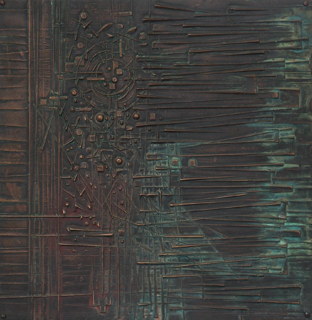 Virgil Cantini 1962 bronze relief Cosmic Forces (1 of 7)