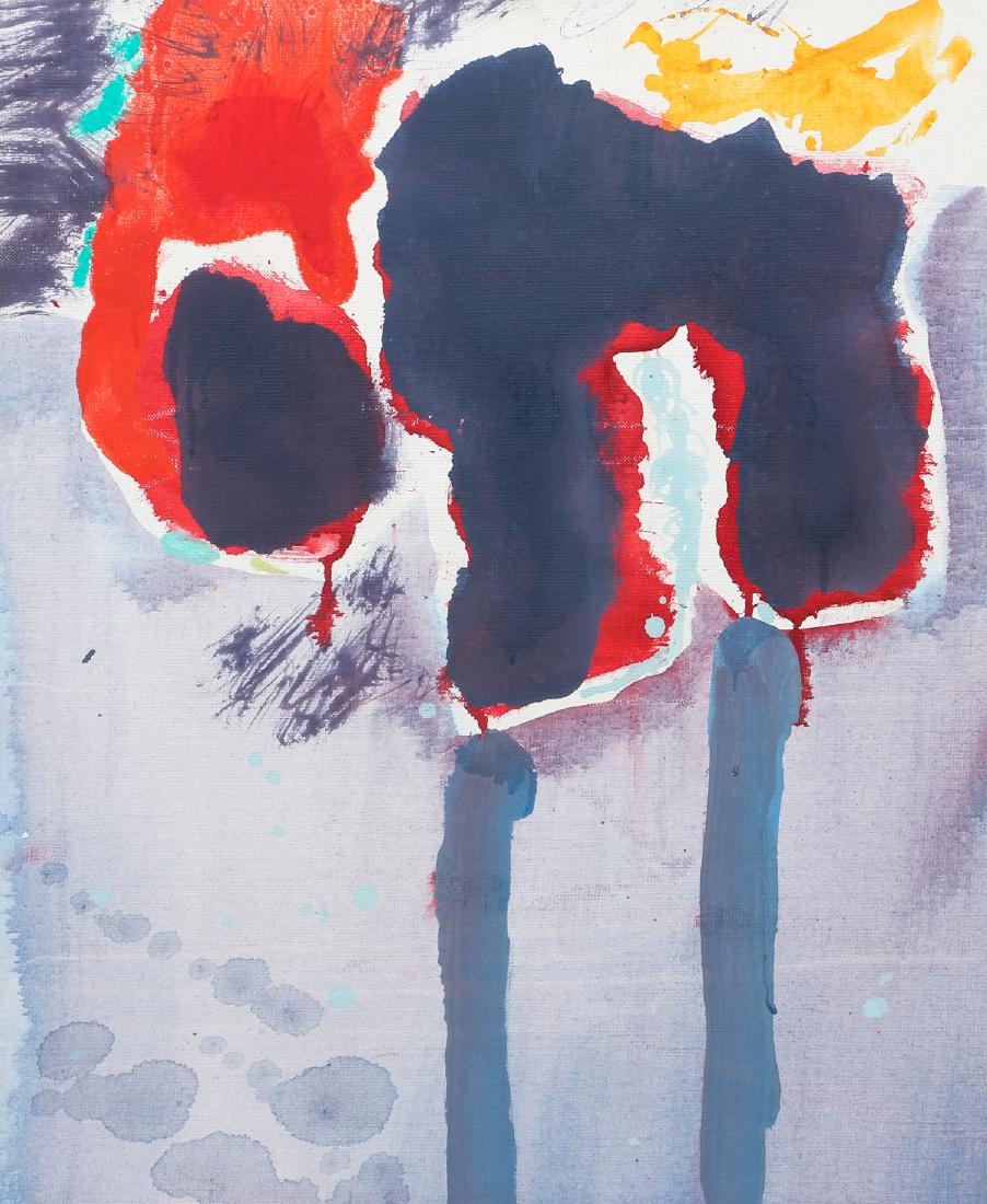 Tish Corbett acrylic stain painting: Corbett, Tish (Contemporary American), Untitled Stain Painting, acrylic on canvasboard, 24 x 20 inches, Provenance: Maser Galleries, Pittsburgh, framed in a blond wood frame