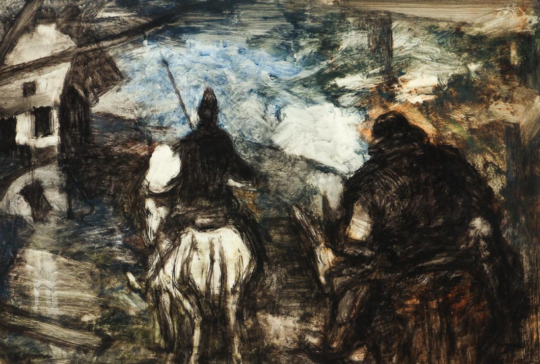 Benjamin Kopman watercolor Don Quixote and Sancho Panza (1 of 5)
