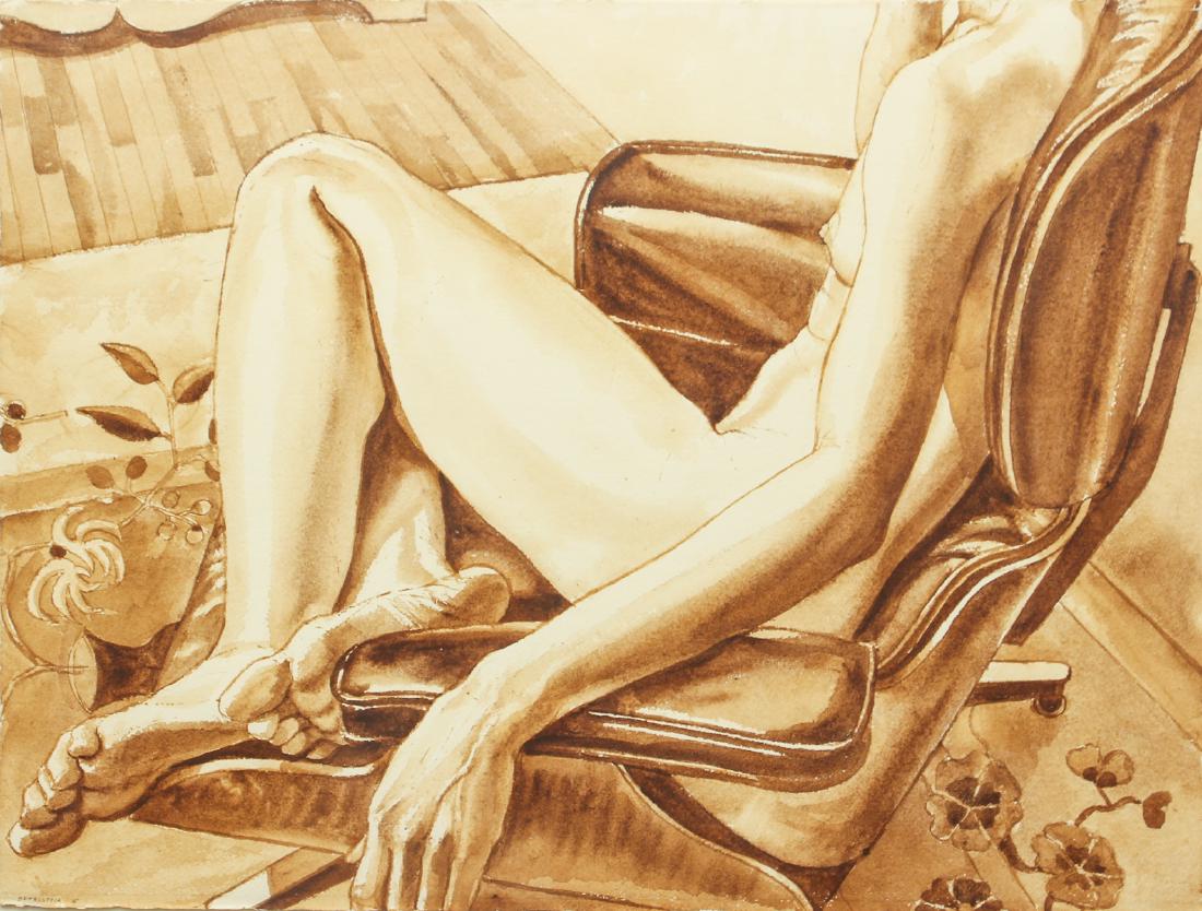 Philip Pearlstein sepia wash Female Model in Eames (1 of 8)