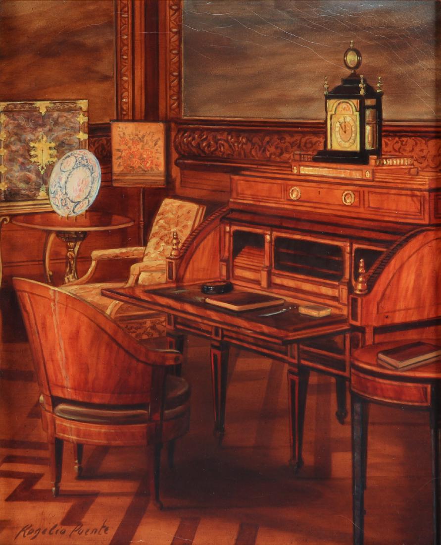 Rogelio Puente painting Antique Desk at Chatworth (1 of 5)