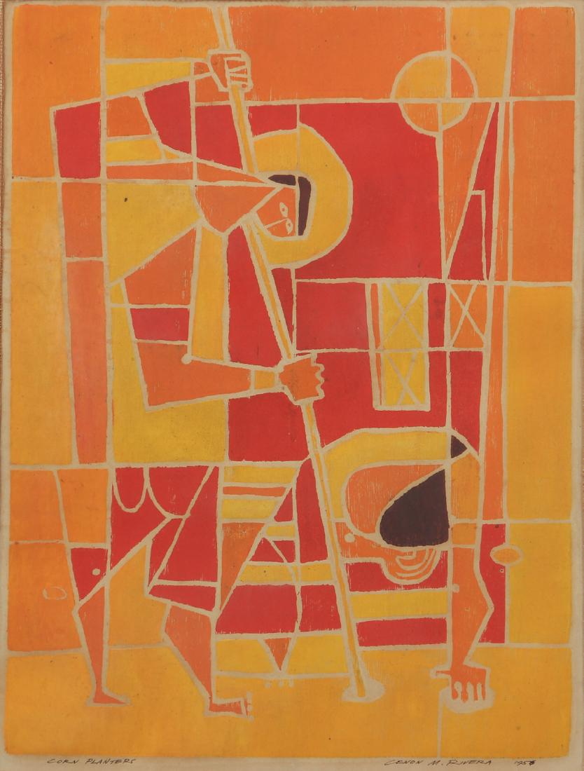 Cenon Rivera color linocut Corn Planters (1 of 10)