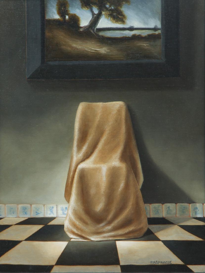 R. B. Sprague 1996 ptg.  Chair with Cream Drape (1 of 6)