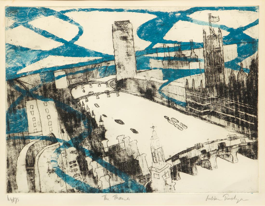 Julian Trevelyan etching and aquatint The Thames (1 of 10)