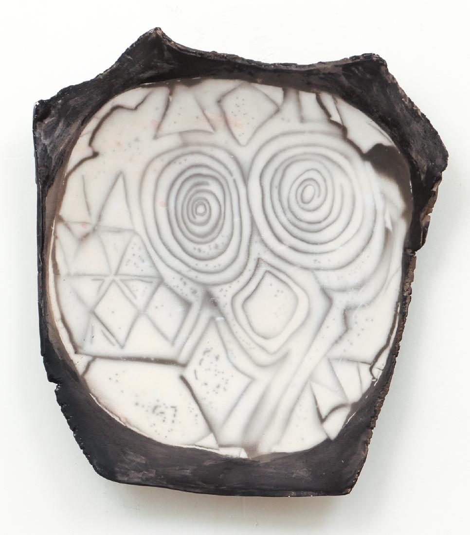 Jerry Caplan Raku relief "Rock Carving Series #5" (1 of 6)