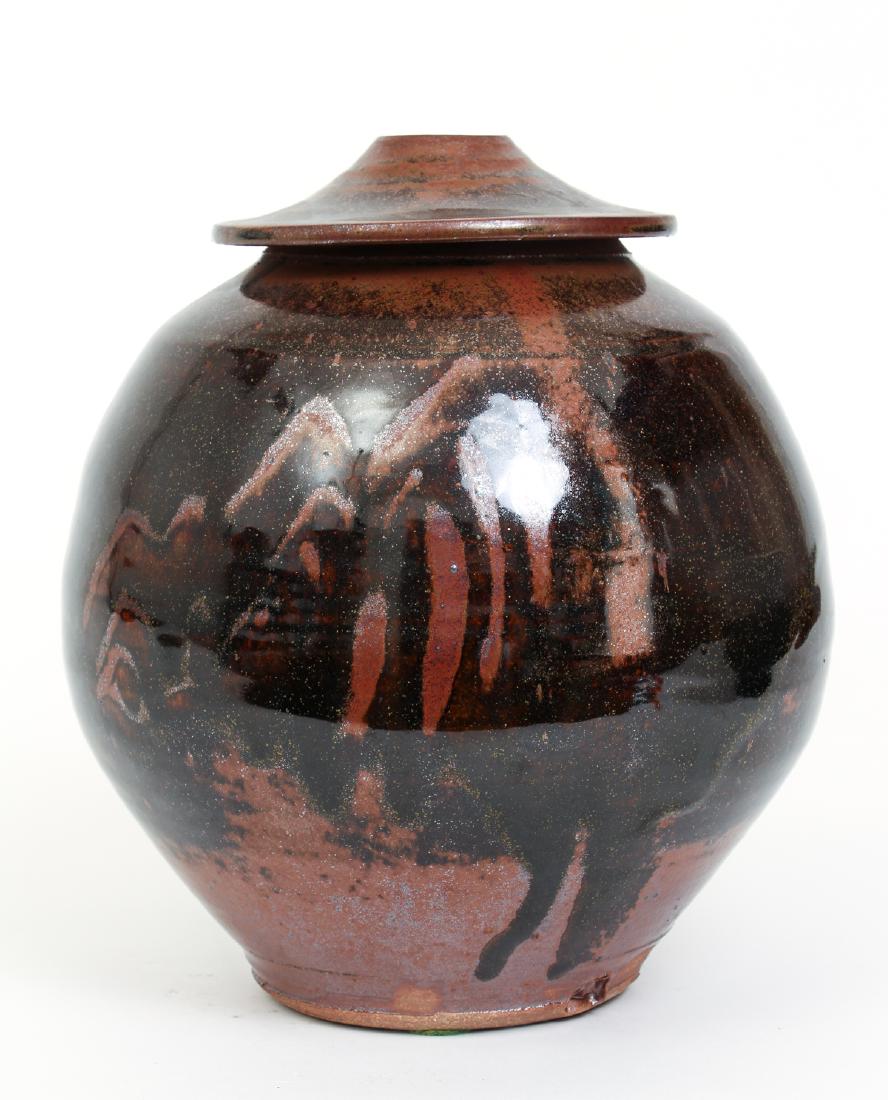 Warren Mackenzie Lidded Bowl with temmoku glaze (1 of 8)