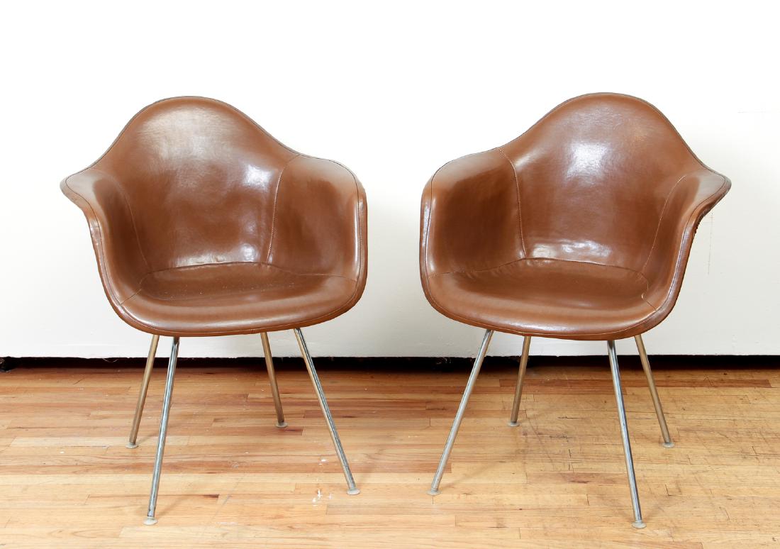 2 Eames Shell Chairs with Moca Leather upholstery (1 of 7)