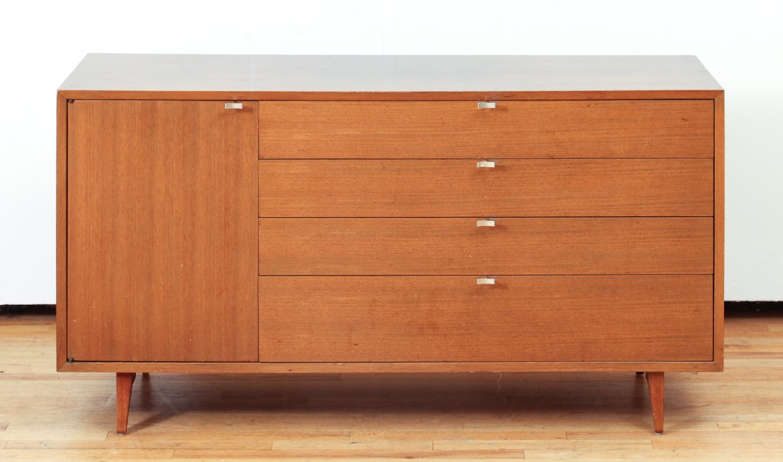 George Nelson for Herman Miller Dresser: George Nelson for Herman Miller dresser, four drawers and one door, measuring 29.5 by 56 by 18.5 inches.