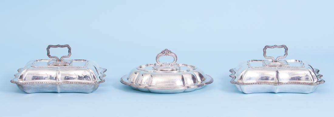 Three Antique Sheffield Plate Covered Vegetable Servers (1 of 14)