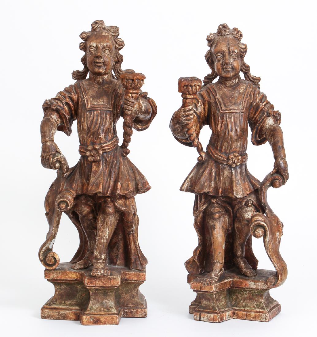 Pair of Antique English Carved Figural Candlesticks (1 of 11)
