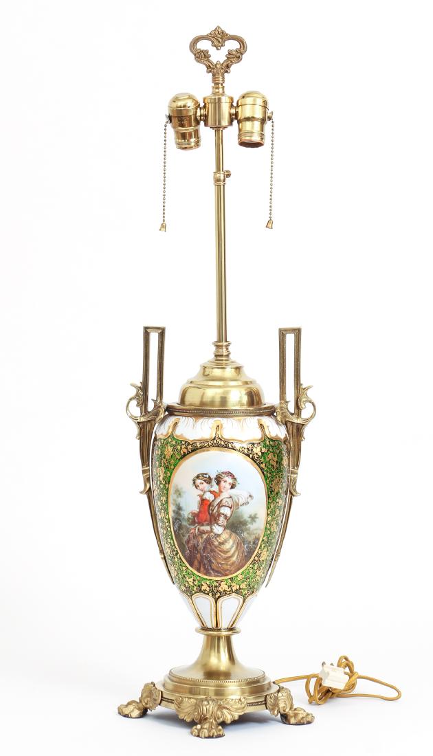 Antique Bohemian Enamel and Cut Glass Vase as Lamp (1 of 10)