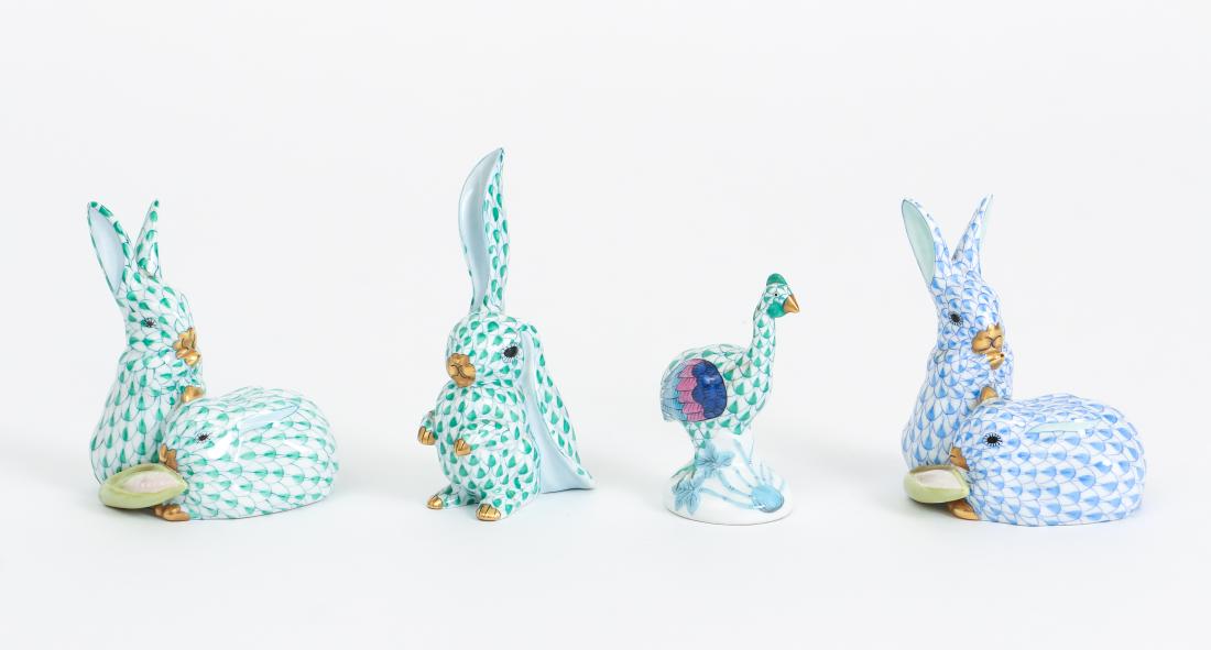 Four Herend Rabbit and Emu Figurines (1 of 13)