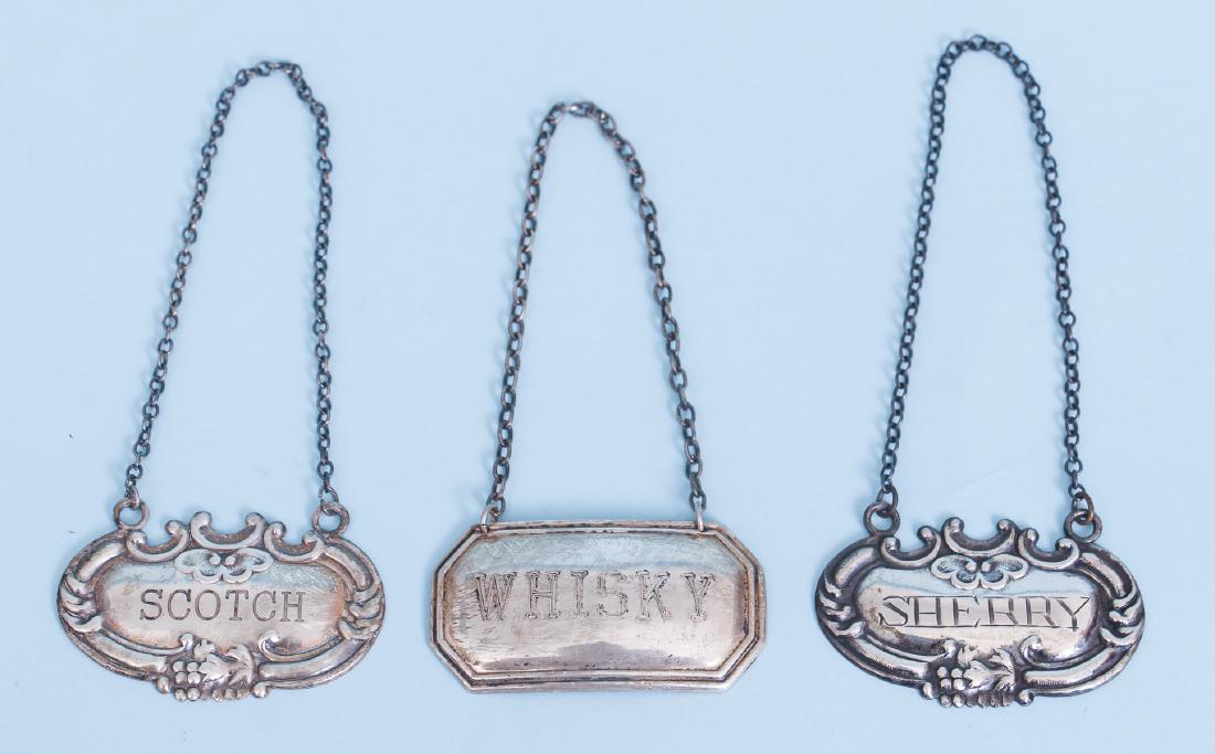 Three Sterling Silver Liquor Bottle Labels (1 of 7)